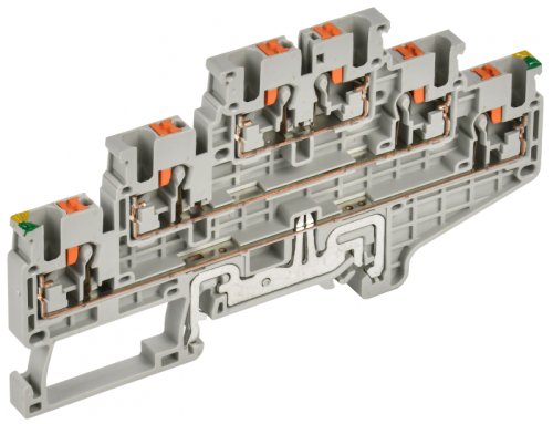 Колодка клеммная CP-ML-PEN 3 ур. земля-низ 2,5мм2 серая IEK | код YCT23-03-3-K03-002 | IEK