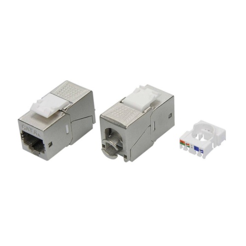 Модуль Keystone RJ45 CAT 6A экранированный (STP), 180 градусов, серебристый | код RNK6AF90TL | DKC