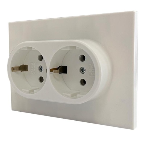 Розетка двухпостовая Ugra с/з с з/ш, механизм, 16А, 250В, жемчуг | код С11Р6-028 | GUSI ELECTRIC