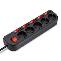 Сетевой фильтр Buro 500SH-1.8-SW-B 1.8м (5 розеток) черный (коробка) | код 1159725 | BURO