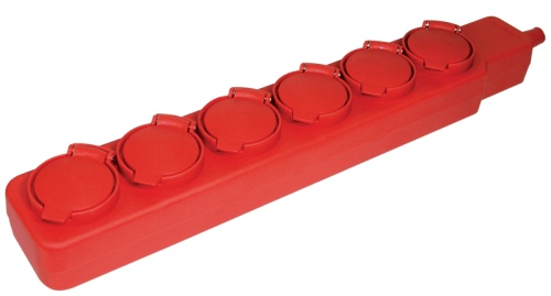 Удлинитель У06В 6 мест с защитными крышками IP44 2P+PE/5м 3х1мм2 16А/250В | код WYP10-16-06-05-44-N | IEK