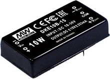 Источник питания DC-DC, 10Вт, вход 36…72В, стабил. выход ±12В/±42…±420мА, изоляция 1000В DC, 50.8х25.4х11.27мм., -25С…+71С | код DKE10C-12 | MeanWell