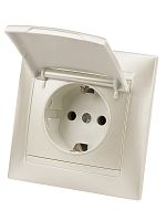 Розетка 2П+З 16А 250В IP44 с крышкой перламутр Лама TDM | код SQ1815-0826 | TDM