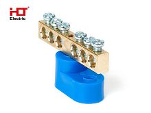 Шина N ноль на одном угловом изол ШНИ-6х9-6-У1-синий HLT | код 081-01-101 | HLT