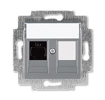 Розетка информационная Levit RJ45 категория 5e и заглушка сталь | код 5014H-A51017 69W | ABB