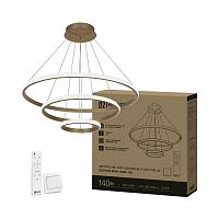 Светильник светодиодный ESTETIKA RING-140RC-3GL 140Вт 3000-6500К 230В 600/400/200 1.2м трос пульт ДУ зол. IN HOME 4690612062488