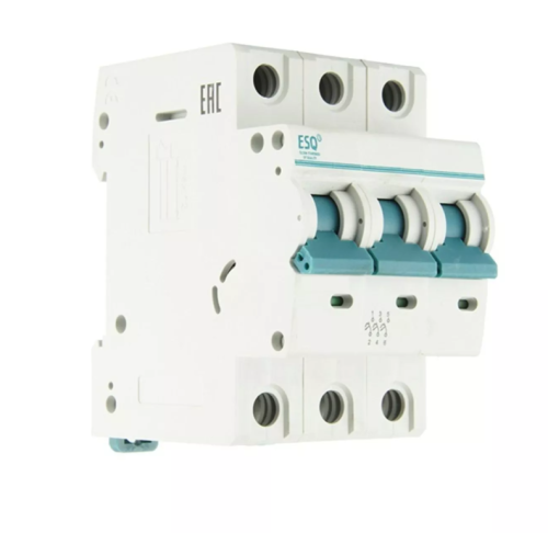 Автоматический выключатель ВА 47-100_3 полюса 6А ток к.з.10кА хар-ка С ESQ | код 14.03.03.000027 | ESQ Автоматический выключатель ВА 47-100_3 полюса 6А ток к.з.10кА хар-ка С ESQ | код 14.03.03.000027 | ESQ