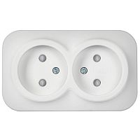 GLORY Розетка 2-местная для открытой установки без заземления с защитными шторками 10А РСш22-2-ХБм белый матовый IEK | код ERH23-K01M-10 | IEK