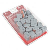 Клемма СМК 222-413 с рычагом 3 отверстия блистер EKF PROxima | код plc-smk-413b-20 | EKF