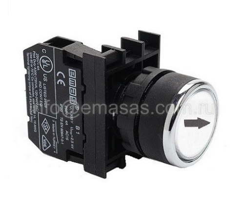 Кнопка нажимная, белая, горизонтальная стрелка | код B100DBOY | EMAS Кнопка нажимная, белая, горизонтальная стрелка | код B100DBOY | EMAS