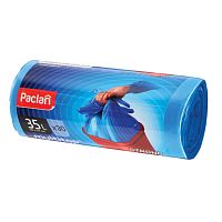 Мешки для мусора, 35 л, с ушками, синие, рулон 30 шт., ПНД, 10,5 мкм, 50х64 см, PACLAN Multitop | код 600819 | PACLAN