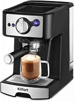 Кофеварка рожковая Kitfort КТ-7195 1450Вт черный/нержавеющая сталь | код 2021157 | KITFORT