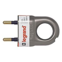 Вилка электрич. каб. Helium 6А прямая с кольцом алюм. | код 50165 | Legrand