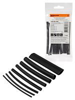 Набор трубок термоусаживаемых, клеевых Моноцвет-диапазон, черный TDM | код SQ0548-2309 | TDM