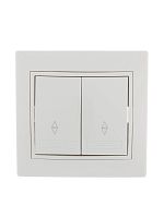 Выключатель проходной 2-кл. СП Мира 10А IP20 с бел.вставкой бел. LEZARD 701-0202-106