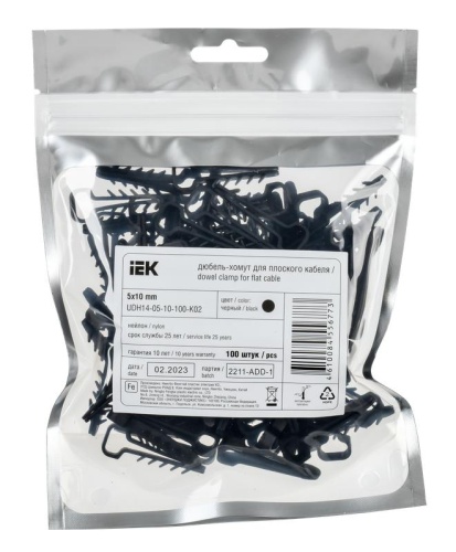 Дюбель-хомут 5х10мм для плоского кабеля нейлон черн. (уп.100шт) | код UDH14-05-10-100-K02 | IEK