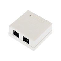Розетка компьютерная внешняя, 2-порта RJ-45 (8P8C), UTP неэкранированная, категория 6, REXANT | код 03-0136 | REXANT