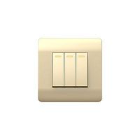(NEW3-E) Переключатель 3-клавишный с подсветкой, 10А, шампань | код 431512 | CHINT
