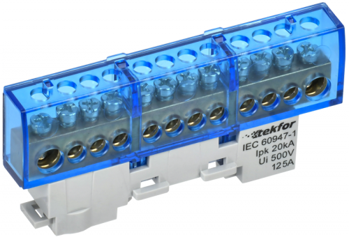 TEKFOR Шина N ноль изолированная на универсальном держателе 8х12-12-С IEK | код TF-NN20-12-KL-K07 | IEK