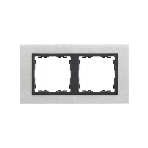 Рамка на 2 поста, S82N, сталь матовая - графит (металл) | код 82827-31 | Simon