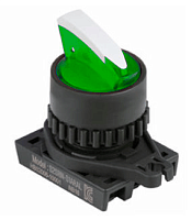 Головка переключателя S2SRN-L4BG, с длиной ручкой тип sharck под подсветку, цвет зеленый, 2-х позиционный смещенные 900 с фиксацией, монтажное отверстие ?22/25мм | код A8026-A5550003804 | РЕЛЕ И АВТОМАТИКА