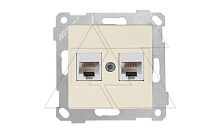 Rita - Розетка 2хRJ-45 кат. 5e UTP, сл.кость | код 2200-138-0102 | Mutlusan