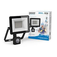 Прожектор светодиодный Elementary 30Вт 2100лм IP65 6500К с датчиком движения | Код. 628511330 | Gauss
