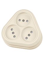 Розетка треугольная 2П открытой установки IP20 10А с защитными шторками сл. кость Ладога TDM | код SQ1801-0237 | TDM