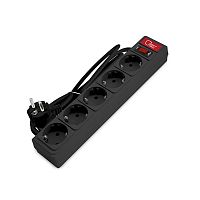 Сетевой фильтр СОЮЗ ПВС 3*0,75 5гн., выключатель с индикацией, с/з, з/ш, черный 1,5м | код 1335 | Universal