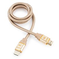 Кабель HDMI Cablexpert, серия Gold, 1 м, v1.4, M/M, золотой, позол.разъемы, алюминиевый корпус, нейлоновая оплетка, коробка | код CC-G-HDMI03-1M | Cablexpert