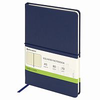 Бизнес-блокнот А5 (148x218 мм), BRAUBERG Metropolis X, под кожу, резинка, 80 л., темно-синий, 111031 | код 111031 | BRAUBERG