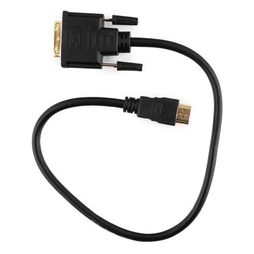 Кабель HDMI-DVI Cablexpert CC-HDMI-DVI-0.5M, 19M/19M, 0.5м, single link, черный, позол.разъемы, экран, пакет | код CC-HDMI-DVI-0.5M | Cablexpert