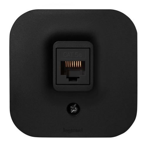 Розетка компьютерная RJ45 категория 5e UTP Legrand Quteo IP20 накладная чёрная матовая | код 782480 | Legrand фото 3