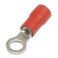 Наконечник кольцевой изолированный RUICHI RVS1.25-4, 19 А, 22-16 AWG, красный, латунь луженая | код 61176 | Ruichi