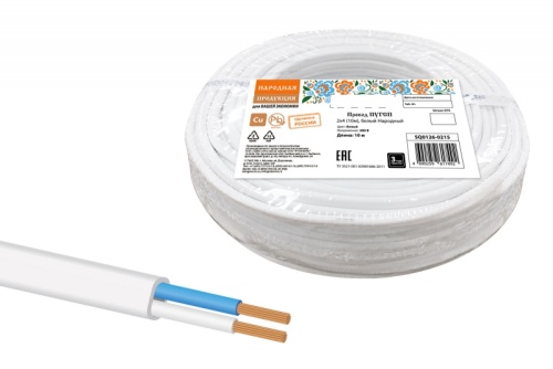 Провод ПУГСП (ПУГНП) 2х4 (бухта 10м) белый Народный ТРТС | код SQ0126-0215 | РЭМЗ ТМ Провод ПУГСП (ПУГНП) 2х4 (бухта 10м) белый Народный ТРТС | код SQ0126-0215 | РЭМЗ ТМ