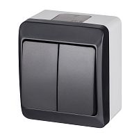 HERMES - Выключатель двухклавишный, 10A/250V, IP44, антрацит | код 0332-07 | Elektro-plast Nasielsk