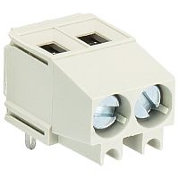 Клемма на печатную плату, подвод кабеля сверху, 2 полюса, шаг: 5 мм, винтовая фиксация провода, без маркировки, с изоляционной пластиной, 300V, 16А, цвет: серый, серия 8191 | код 25.161.6253.0 | Wieland