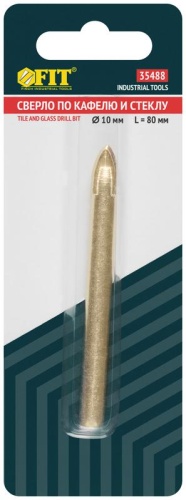 Сверло по кафелю и стеклу, 4 режущие кромки, титановое покрытие 10х80 мм | код 35488 | FIT фото 3
