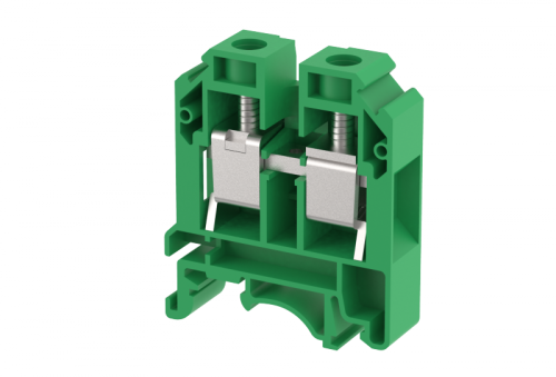 Клемма проходная винтовая 16 мм2, на 2 подключения, зеленая KUT16(GR) | код 1106010003 | Elmex