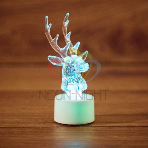 Фигура светодиодная "Олень" на подставке (батарейки 3хAG13(LR44) в компл.) 11см 1LED IP20 4.5В RGB | код 501-042 | Neon-Night Фигура светодиодная "Олень" на подставке (батарейки 3хAG13(LR44) в компл.) 11см 1LED IP20 4.5В RGB | код 501-042 | Neon-Night