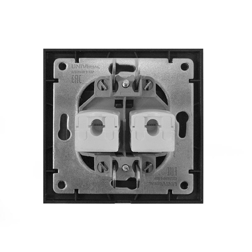 Розетка 2RJ45 серия Бриллиант,скрытой установки, 1А, механизм, графит | код 1079-Gr | Universal фото 3