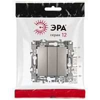 Выключатель Серия 12 12-1107-16 тройной, 10АХ-250В, титан | код Б0065703 | ЭРА