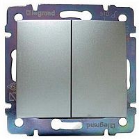 Переключатель 2-клавишный кнопочный VALENA CLASSIC, скрытый монтаж, алюминий | код. 770218 | Legrand