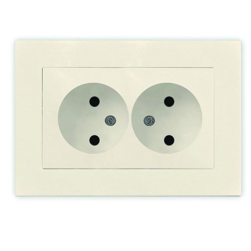Розетка 2-м СП Афина 16А IP20 без заземл. в сборе сл. кость (ivory) | код A0102-I | Universal