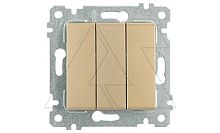 Rita - Выключатель трехклавишный, пруж. зажимы, золото доре | код 2200-409-0185 | Mutlusan