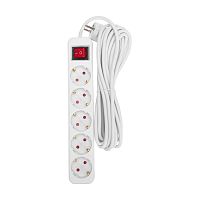 Удлинитель STANDARD 5 гнезд, 5м, 3х1,0мм?, с/з, с выключателем, белый REXANT | код 13-4033 | REXANT