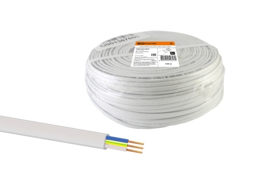 Шнур ШВВП 3х0.5 ГОСТ (бухта 100м) белый | код SQ0120-0025 | РЭМЗ ТМ