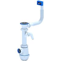 Сифон для мойки АНИ Грот 1 1/2' x 40 с отводом для стиральной машины и переливом | код A1040 | АНИ пласт