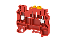 Клемма проходная винтовая 2,5 мм2 с размыкателем, с тестовым гнездом, на 2 подключения, красная DUTKD2.5TS-RED | код 1702160002 | Elmex