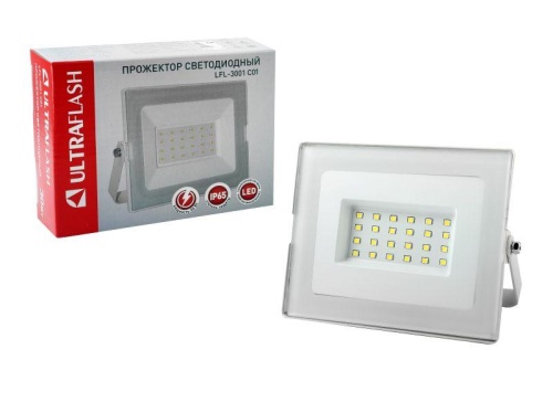 Прожектор LFL-3001 C01 (LED SMD 30Вт 230В 6500К) бел. Ultraflash 14129 фото 3 Прожектор LFL-3001 C01 (LED SMD 30Вт 230В 6500К) бел. Ultraflash 14129 фото 3